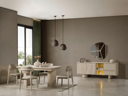 TRAVERTEN AYTAŞI YEMEK ODASI TAKIMI